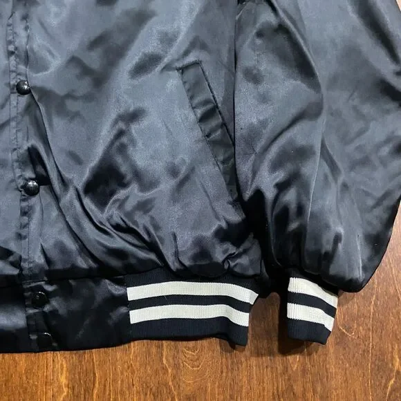 West Ark Vintage 70s 80s Central Indiana Warehouse Bomber Jacket Black Mens 2XL - Picture 3 of 10